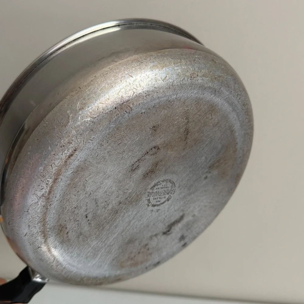 Vintage Farberware Covered Skillet Sauce Pan Aluminum Clad Stainless Steel USA
